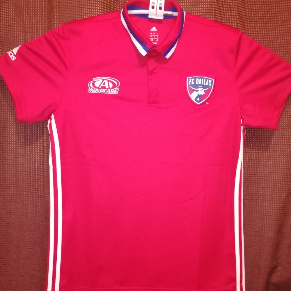 L - Adidas ClimaLite FC Dallas Polo  3-Stripes